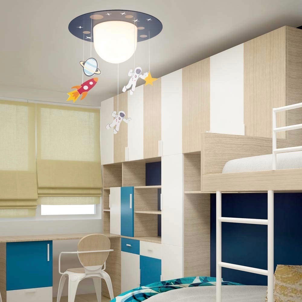 75,95 € Envoi gratuit | Lampe pour enfants 38×35 cm. Accessoires suspendus avec des designs spatiaux Métal et bois