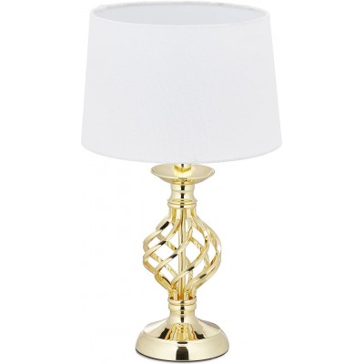 Lampada da tavolo Forma Cilindrica 44×25 cm. Touch light regolabile in 3 livelli di intensità Soggiorno, camera da letto e atrio. Stile moderno. Metallo e Tessile. Colore bianca