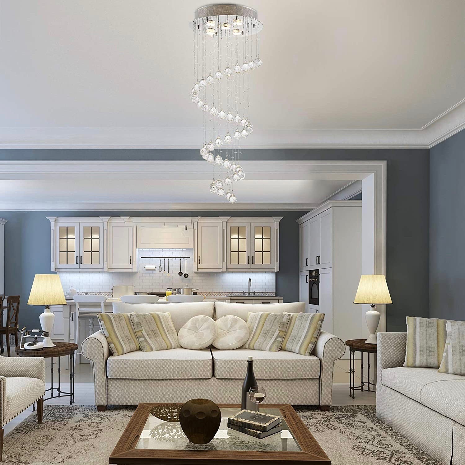 107,95 € Envio grátis | Lâmpada pendurada 90×40 cm. Acessórios para pendurar com design em forma de chuva Cristal e metais. Cor prata