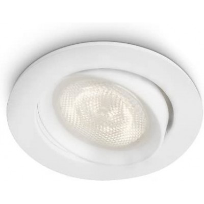 67,95 € Free Shipping | 3 units box Recessed lighting Philips 4W 2700K Very warm light. Round Shape 24×9 cm. Adjustable LED Living room. Aluminum. White Color