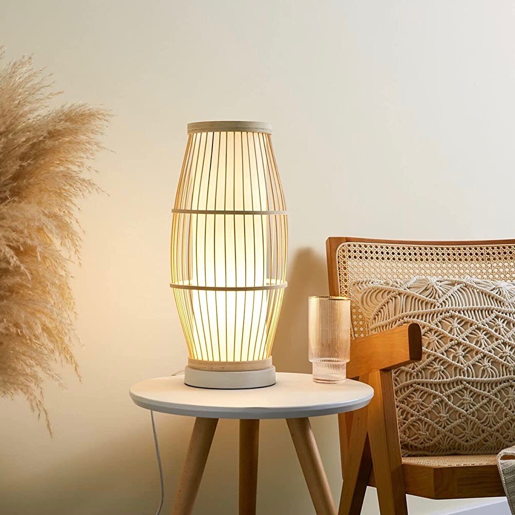 114,95 € Envío gratis | Lámpara de sobremesa 20W 43×20 cm. Pmma y madera. Color marrón