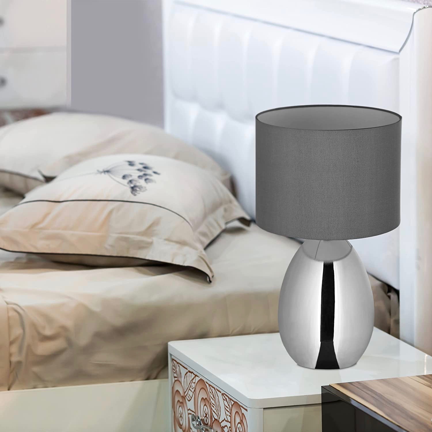 133,95 € 送料無料 | 電気スタンド 40W 49×30 cm. 3段階の強さ調節可能。触覚 Pmma. 銀 カラー