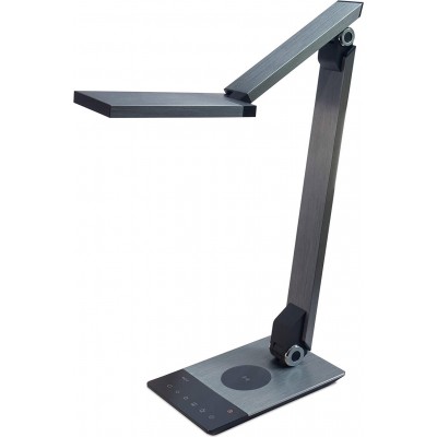 Lámpara de escritorio 10W Forma Angular 43×20 cm. LED. Cargador inalámbrico o USB Comedor, dormitorio y vestíbulo. Aluminio. Color negro