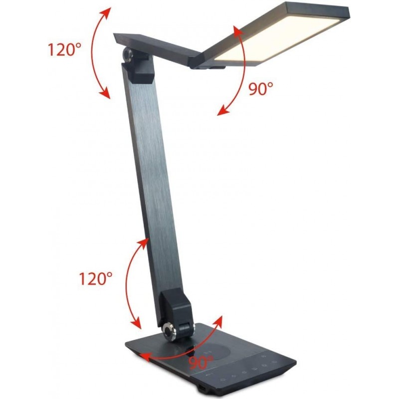 112,95 € Free Shipping | Desk lamp 10W Angular Shape 43×20 cm. LED. Wireless or USB charger Dining room, bedroom and lobby. Aluminum. Black Color