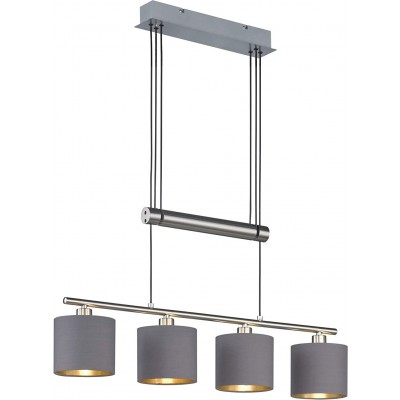 Lámpara colgante Trio 28W Forma Cilíndrica 150×77 cm. 4 focos Salón, dormitorio y vestíbulo. Estilo moderno. Metal. Color gris