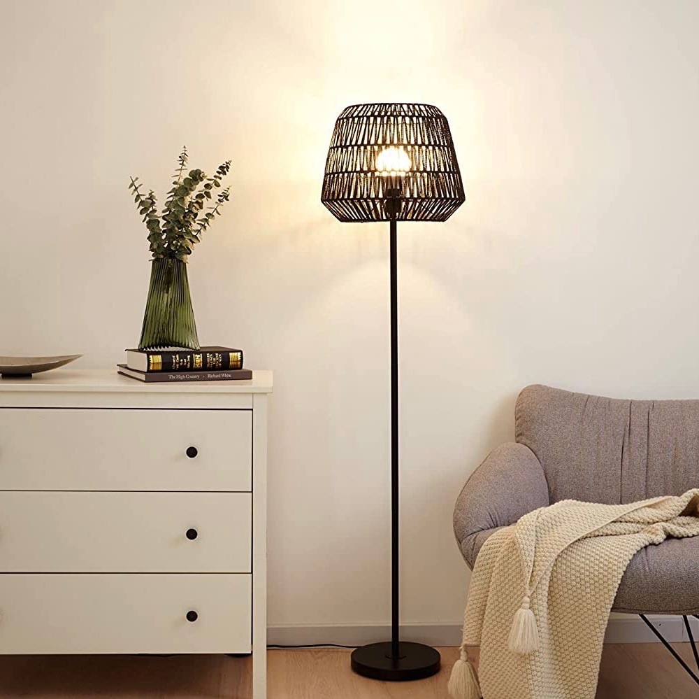 76,95 € Envío gratis | Lámpara de pie 20W 154×40 cm. Metal y papel. Color negro
