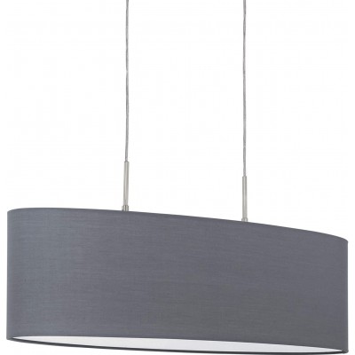 Hängelampe Eglo 60W Oval Gestalten 110×75 cm. 2 Lichtpunkte Küche, esszimmer und schlafzimmer. Stahl und Textil. Grau Farbe
