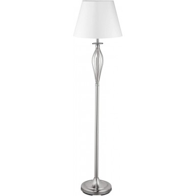 Lampada da pavimento 60W Forma Cilindrica 158×39 cm. Soggiorno, sala da pranzo e camera da letto. Stile vintage. Metallo e Tessile. Colore argento