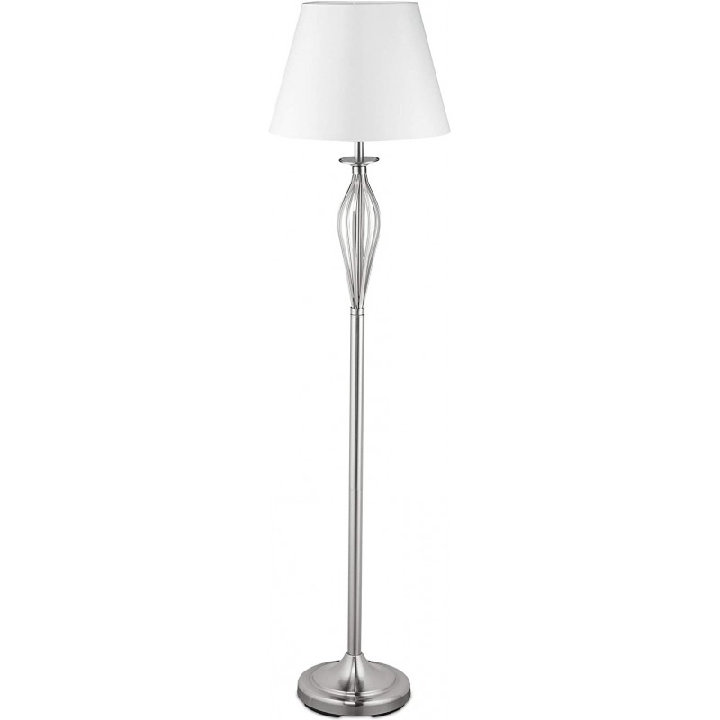 109,95 € Free Shipping | Floor lamp 60W Cylindrical Shape 158×39 cm. Living room, dining room and bedroom. Vintage Style. Metal casting and Textile. Silver Color