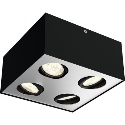 Indoor spotlight Philips 4W 20×20 cm. 4 adjustable spotlights Metal casting. Black Color