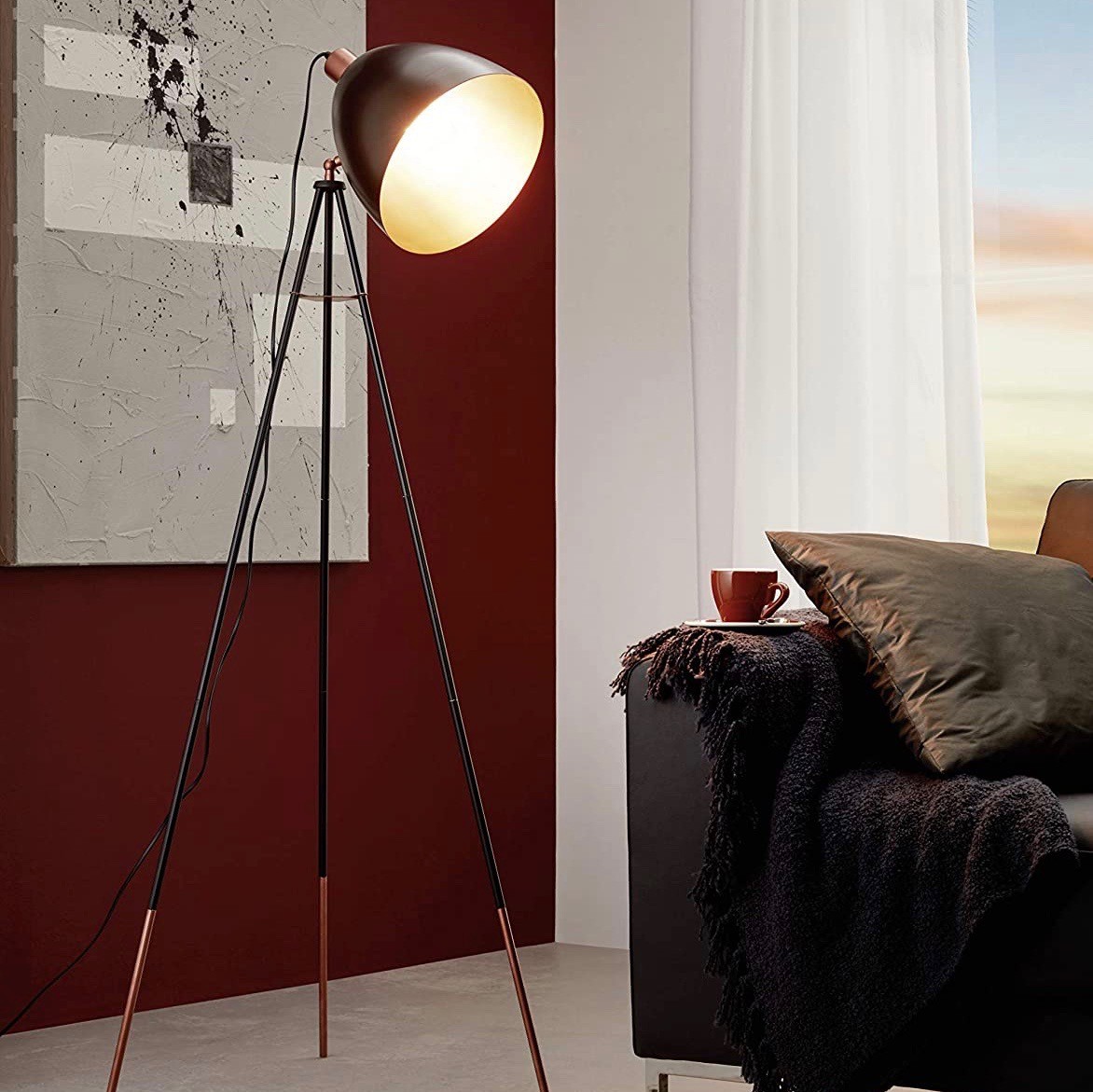 111,95 € Envoi gratuit | Lampadaire Eglo 60W 150×60 cm. Trépied de serrage Acier. Couleur noir