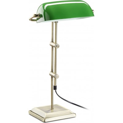 Lampada da scrivania 40W Forma Rotonda 46×27 cm. Lampada in stile banchiere Soggiorno, cucina e zona bambini. Stile retrò. Cristallo e Metallo. Colore verde