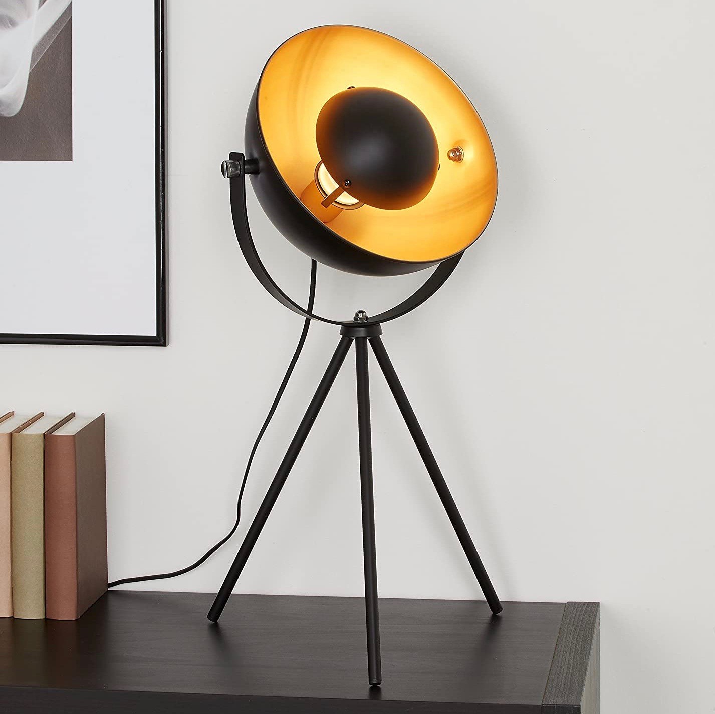 68,95 € Envio grátis | Luminária de piso 60W 64×30 cm. Tripé de aperto Metais. Cor preto