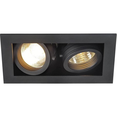 Foco para interior 50W Forma Rectangular 15×15 cm. Doble foco LED orientable Comedor, dormitorio y vestíbulo. Estilo moderno. Acero y Aluminio. Color negro