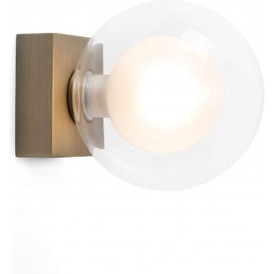 Lampada da parete per interni 6W Forma Sferica 15×12 cm. Bagno. Stile moderno. Metallo e Bicchiere. Colore d'oro