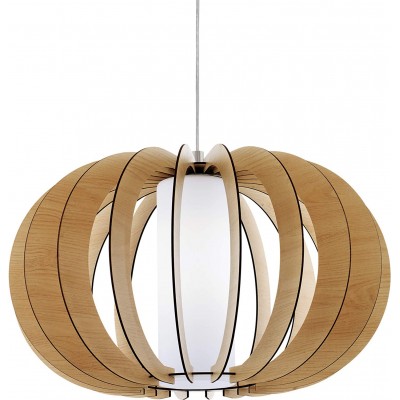 102,95 € Free Shipping | Hanging lamp Eglo 60W Round Shape 150×50 cm. Dining room, bedroom and lobby. Design Style. Steel, Wood and Glass. Brown Color