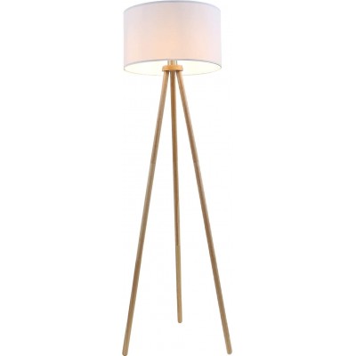 127,95 € Free Shipping | Floor lamp 60W 48×48 cm. Clamping tripod Wood and textile. White Color