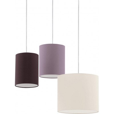Hanging lamp Eglo 60W Cylindrical Shape Triple focus Living room, bedroom and garden. Modern Style. Steel and Textile