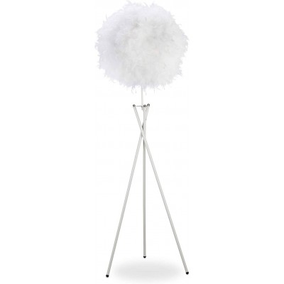 69,95 € Free Shipping | Floor lamp 10W Spherical Shape 156×48 cm. Clamping tripod. made of feathers Living room, dining room and lobby. Modern Style. White Color