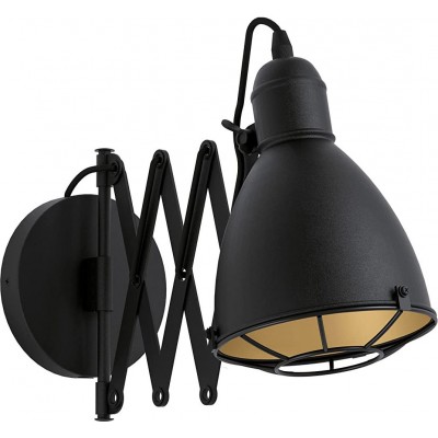 79,95 € Free Shipping | Indoor wall light Eglo 28W Conical Shape 65×20 cm. Extensible Living room, dining room and lobby. Steel. Black Color