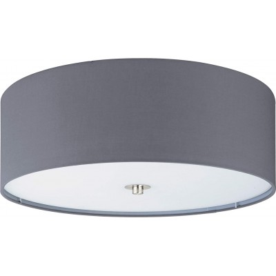 112,95 € Spedizione Gratuita | Plafoniera da interno Eglo Ø 47 cm. Acciaio, tessile e bicchiere. Colore grigio