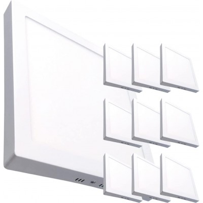 Caja de 10 unidades Plafón de interior 20W 4500K Luz neutra. Forma Cuadrada 22×22 cm. LED Salón, comedor y vestíbulo. Estilo moderno. Metal. Color blanco