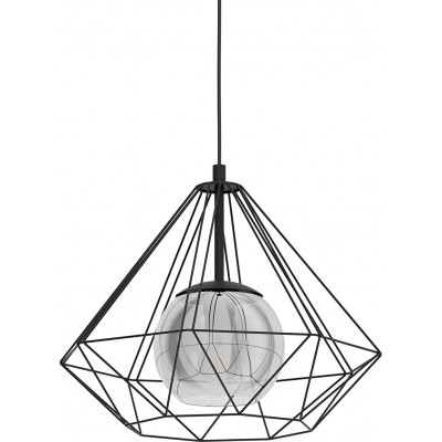 Hanging lamp Eglo 40W Ø 44 cm. Dining room, bedroom and lobby. Modern and industrial Style. Steel and Crystal. Black Color