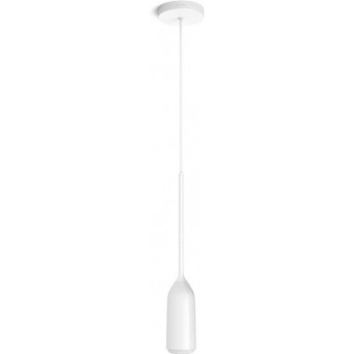 Lampada a sospensione Philips 9W Forma Cilindrica 43×11 cm. LED dimmerabili Alexa e Google Home Soggiorno, camera da letto e atrio. Alluminio. Colore bianca
