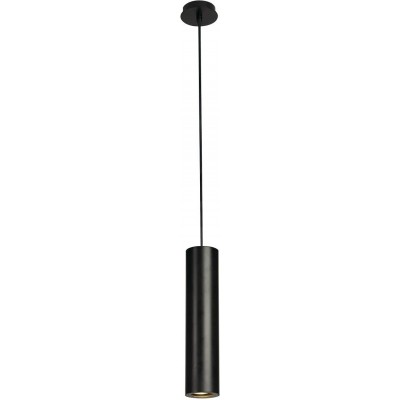 Lámpara colgante 50W Forma Cilíndrica 30×10 cm. Salón, comedor y vestíbulo. Acero y Aluminio. Color negro