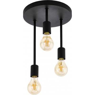 Lámpara colgante Eglo 60W 38×28 cm. 3 puntos de luz Acero. Color negro