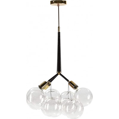 Lámpara colgante Forma Esférica 80×80 cm. 7 puntos de luz Salón, comedor y vestíbulo. Metal y Vidrio. Color negro