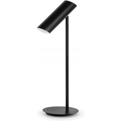 Lámpara de sobremesa 11W Forma Cilíndrica Ø 15 cm. Salón, comedor y dormitorio. Estilo moderno. Acero, Acero inoxidable y Aluminio. Color negro