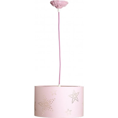 Lâmpada pendurada Forma Cilíndrica 30×30 cm. Sala de estar, sala de jantar e salão. Estilo moderno. Têxtil. Cor rosa