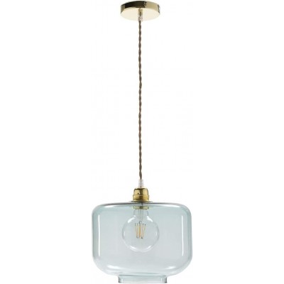 Lampe à suspension Façonner Ronde 28×27 cm. Salle, salle à manger et chambre. Style vintage. Métal et Verre. Couleur bleu
