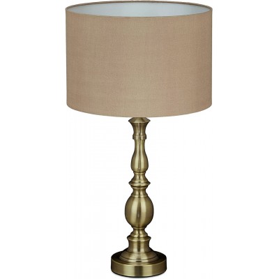 97,95 € Free Shipping | Table lamp Cylindrical Shape 57×31 cm. Living room, dining room and bedroom. Retro and vintage Style. PMMA, Metal casting and Textile. Brown Color