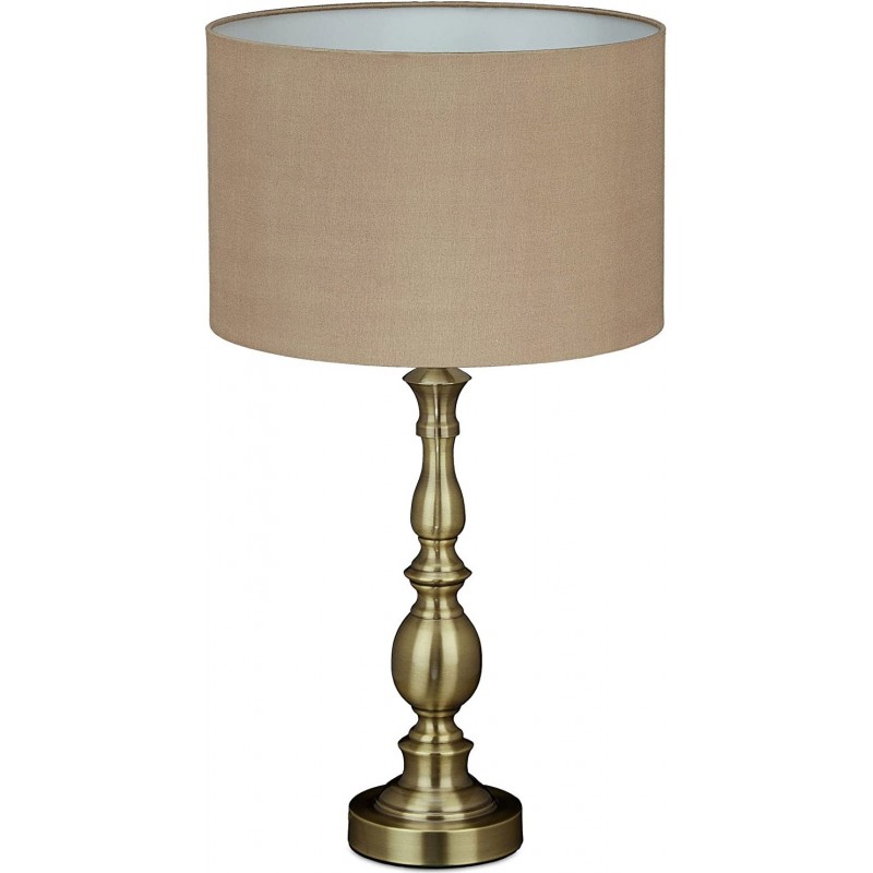 97,95 € Free Shipping | Table lamp Cylindrical Shape 57×31 cm. Living room, dining room and bedroom. Retro and vintage Style. PMMA, Metal casting and Textile. Brown Color