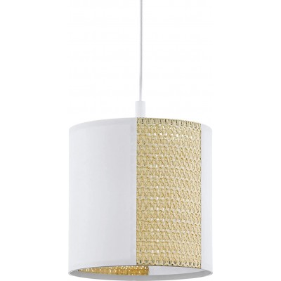 Lampe à suspension Eglo 40W Façonner Cylindrique 110×24 cm. Salle, salle à manger et chambre. Acier et Papier. Couleur blanc