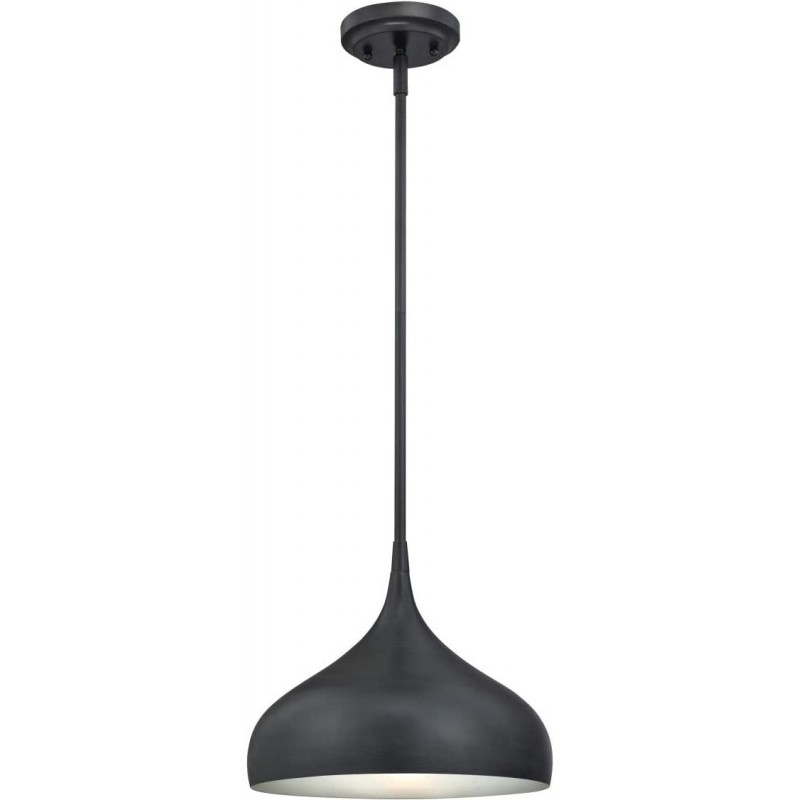 75,95 € Free Shipping | Hanging lamp 1W Round Shape 105×30 cm. Dining room, bedroom and lobby. Metal casting and Glass. Black Color