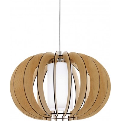 73,95 € Free Shipping | Hanging lamp Eglo 60W Spherical Shape 130×40 cm. Dining room, bedroom and lobby. Modern Style. Steel, Wood and Glass. Brown Color