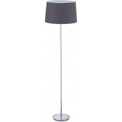 Lámpara de pie Forma Cilíndrica Ø 40 cm. Salón, comedor y vestíbulo. Estilo moderno. Metal y Textil. Color cromado