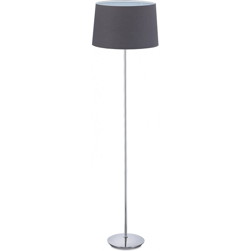 95,95 € Free Shipping | Floor lamp Cylindrical Shape Ø 40 cm. Living room, dining room and lobby. Modern Style. Metal casting and Textile. Plated chrome Color