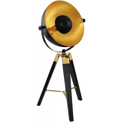 108,95 € Free Shipping | Table lamp Eglo 60W 74×38 cm. Clamping tripod Steel and wood. Black Color