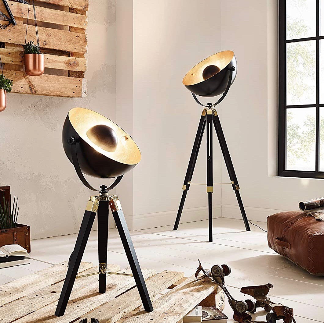 108,95 € Envoi gratuit | Lampe de table Eglo 60W 74×38 cm. Trépied de serrage Acier et bois. Couleur noir