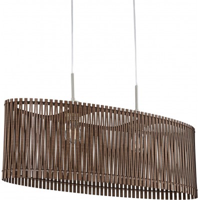 吊灯 Eglo 60W 椭圆形 形状 130×78 cm. 客厅, 饭厅 和 卧室. 钢, 铝 和 木头. 棕色的 颜色