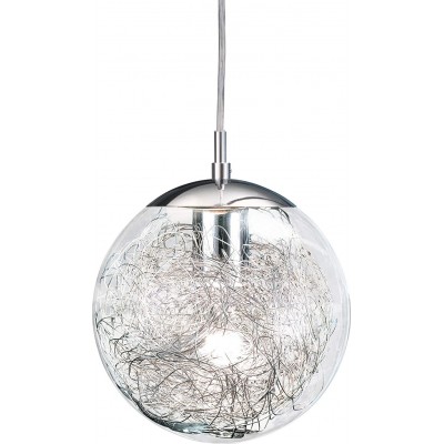 Hanging lamp Eglo 60W Spherical Shape 110×25 cm. Living room, dining room and lobby. Modern Style. Steel, Aluminum and Glass. Plated chrome Color