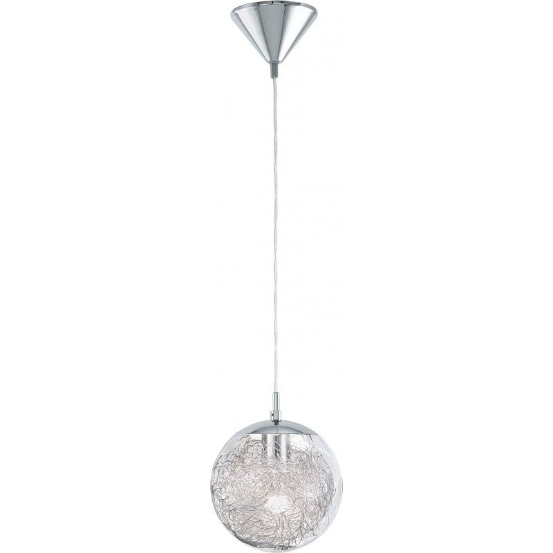 89,95 € Free Shipping | Hanging lamp Eglo 60W Spherical Shape 110×25 cm. Living room, dining room and lobby. Modern Style. Steel, Aluminum and Glass. Plated chrome Color
