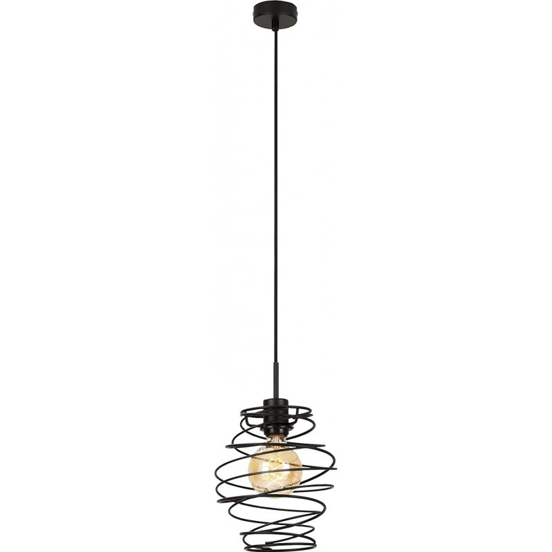 69,95 € Free Shipping | Hanging lamp 60W Round Shape Ø 21 cm. Living room and dining room. Retro Style. Steel. Black Color