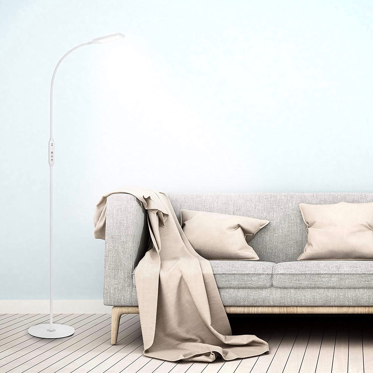 99,95 € Envio grátis | Luminária de piso 8W 140×24 cm. Controle remoto Pmma e metais. Cor branco