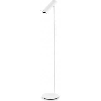 Lámpara de pie 11W Forma Cilíndrica Ø 20 cm. Oficina. Estilo moderno. Acero y Metal. Color blanco