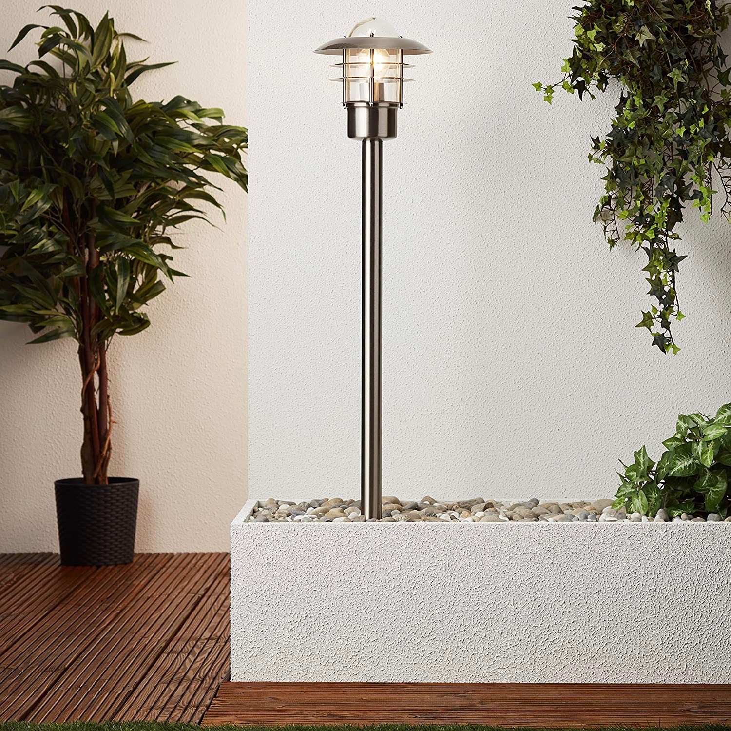 75,95 € Бесплатная доставка | Уличный светильник 60W 90 cm. Дизайн абажура Стали и нержавеющая сталь. Серый Цвет